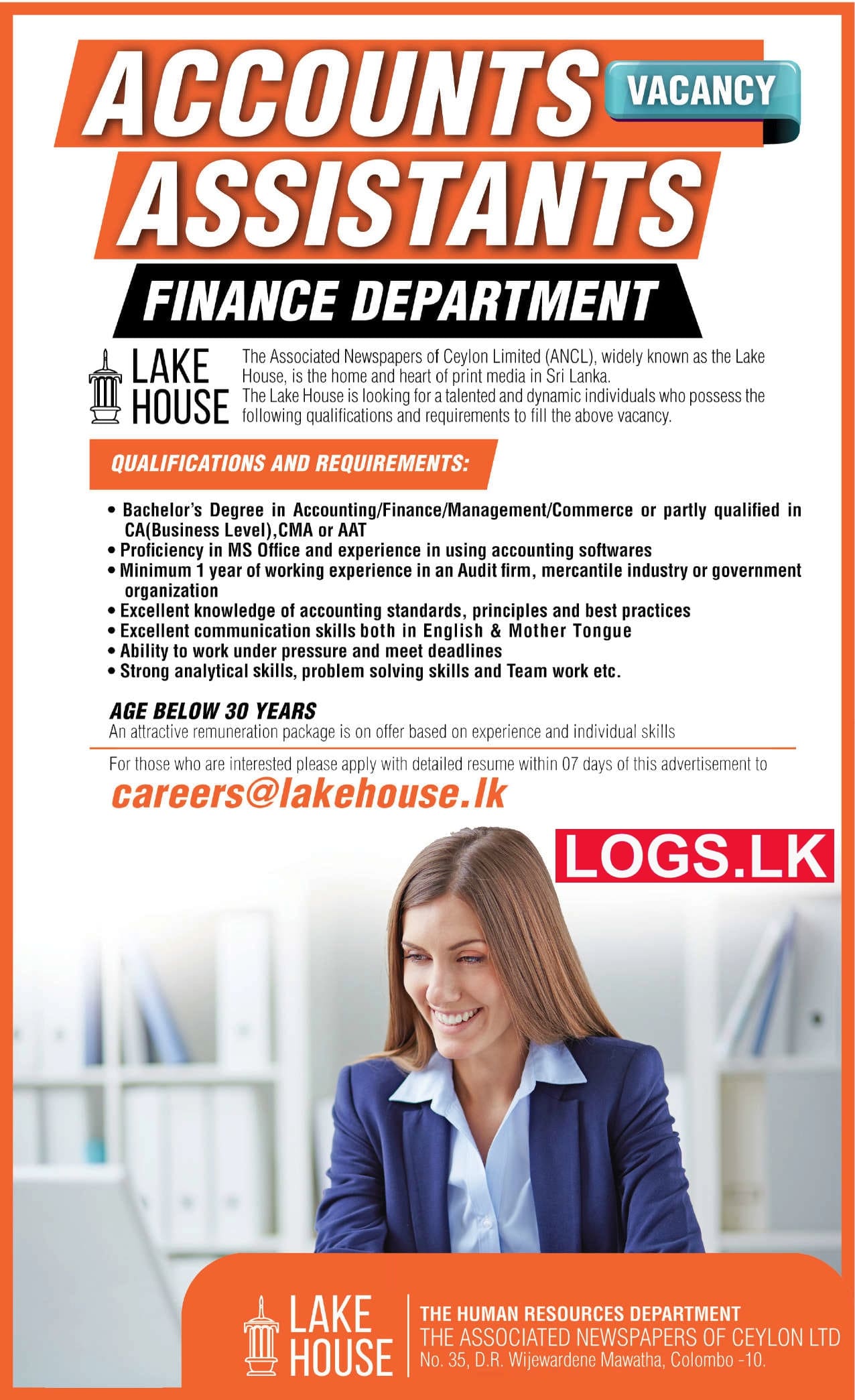 Accounts Assistants Lake House Job Vacancies 2024 In Sri Lanka   Accounts Assistants   Lake House Job Vacancies 2024 